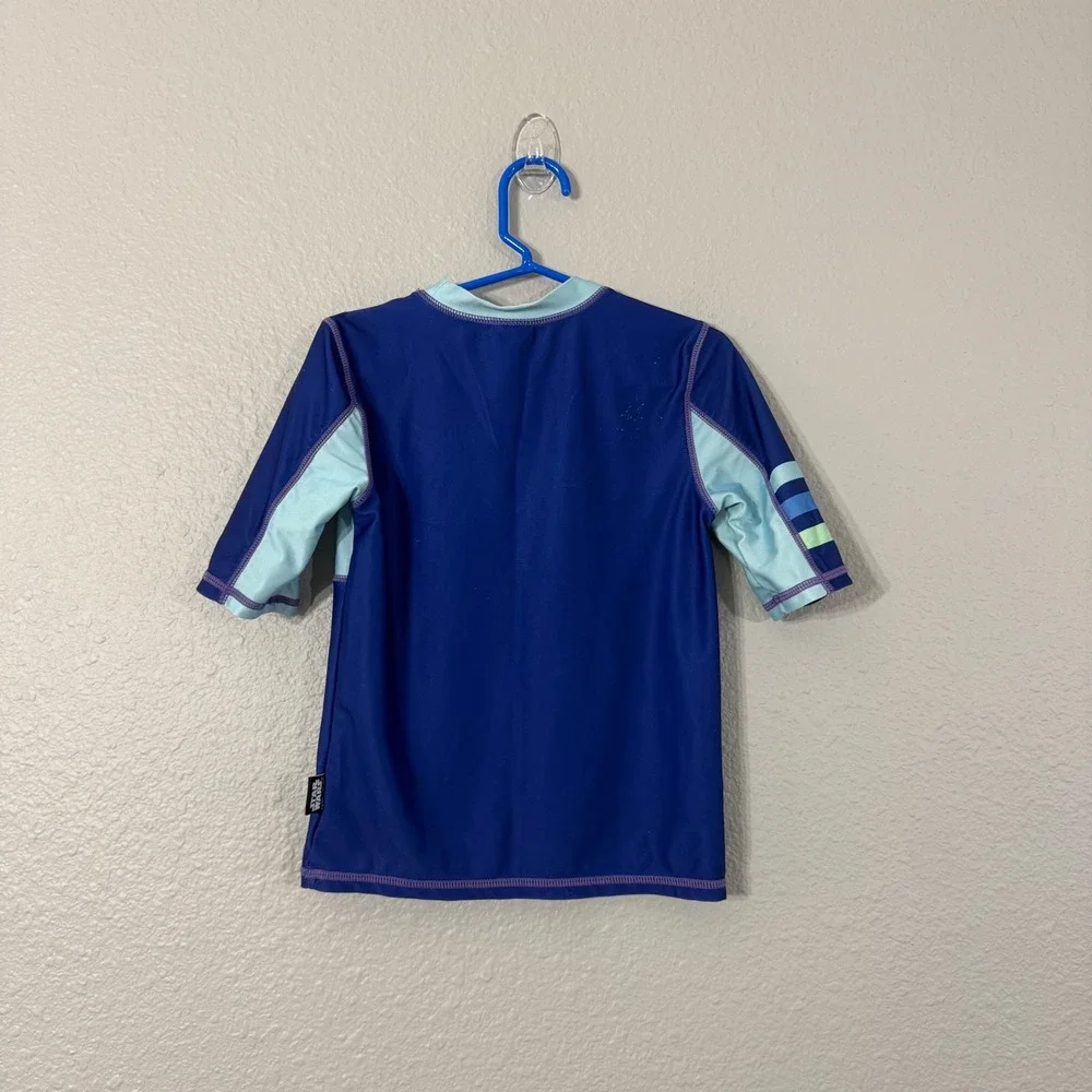 Disney Boy's Size 5/6 Blue Star Wars Darth Vader Popsicle Graphic Rash Guard‎